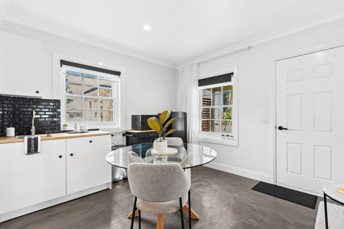Kitchen and dining space in the self-contained bungalow